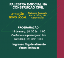 19/03 Convite Palestra eSocial na Construção Civil