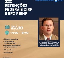 Retenções Federais DIRF e EFD REINF – Curso on-line 25 de janeiro ao vivo a 80 reais