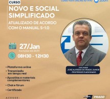 Curso on-line 27 de janeiro ao vivo a R$ 80,00: NOVO e-SOCIAL SIMPLIFICADO – Atualizado de acordo com o Manual S-1.0