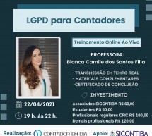 LGPD para Contadores – Treinamento ON-LINE ao vivo – 22 de abril – Inscrições a partir de R$ 60,00