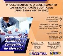 Curso 11/Dezembro: Procedimentos para Encerramento das Demonstrações Contábeis (PME – ênfase NBC TG 1000) – Vale 7 pontos EPC