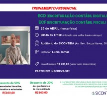 Curso PRESENCIAL em 25 de abril: ECD (Escrituração Contábil Digital) e ECF (Escrituração Contábil Fiscal) – 7 pontos no programa EPC