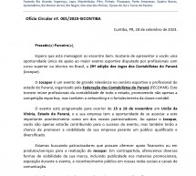 Ofício Circular Sicontiba 001/2023 – Pedido de Patrocínio para a 29ª edição dos Jogos dos Contabilistas do Paraná (Jocopar)